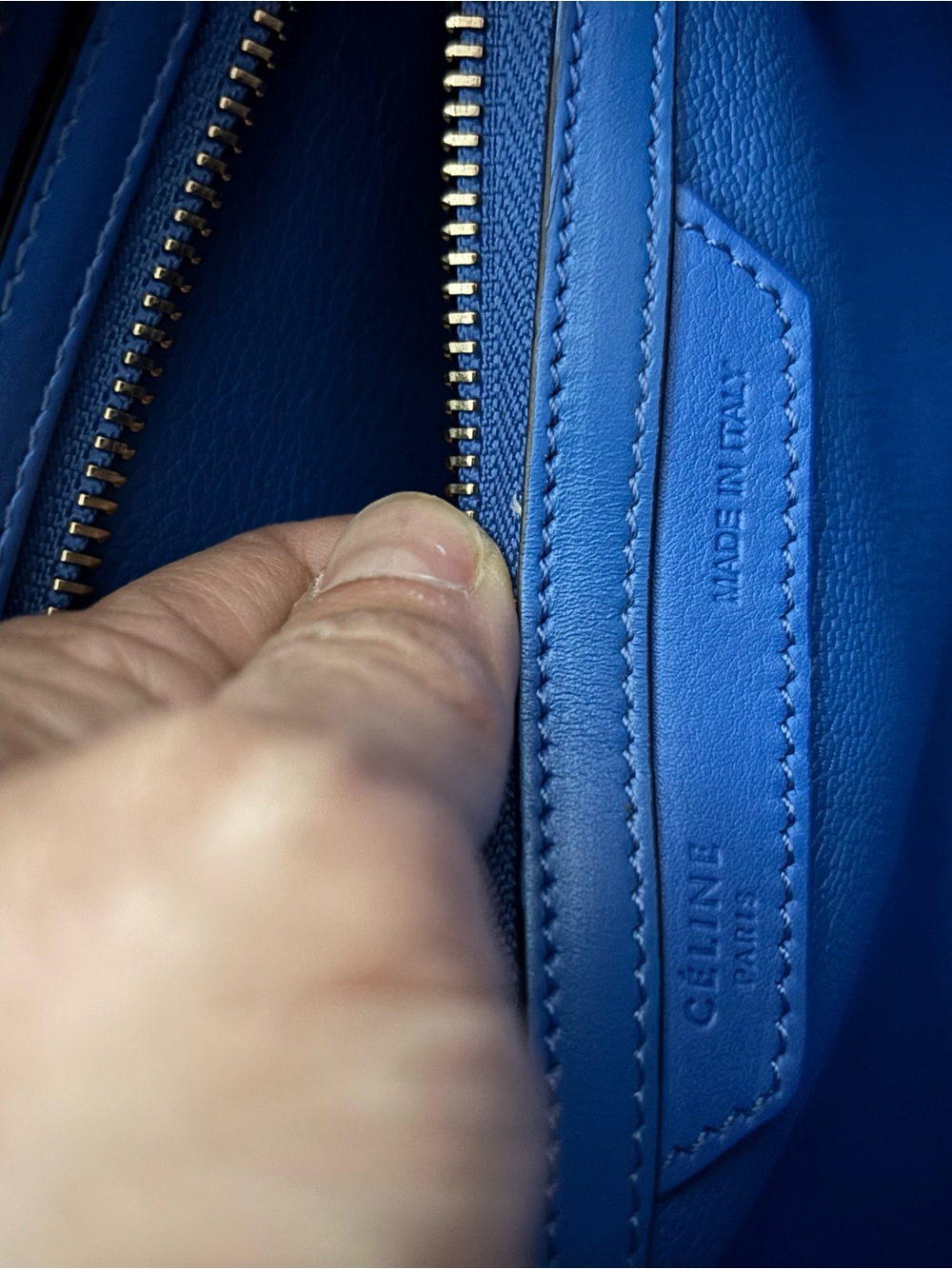 Celine Leather Luggage Mini in Cobalt Blue - Picture 8 of 13